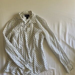 J. Crew White and Black Polka Dot Button Down Shirt